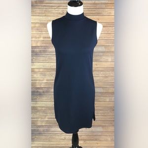 Navy blue turtle neck sleeveless dress